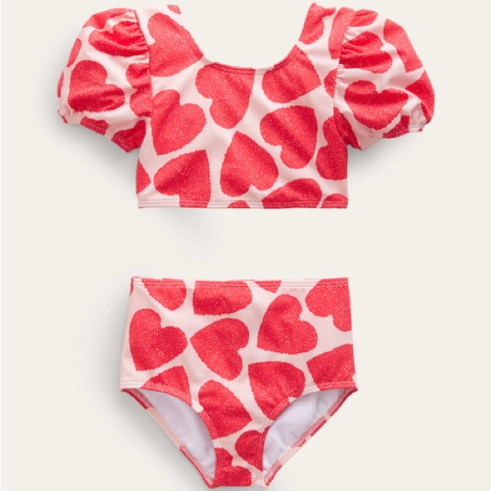Mini Boden girls hearts two piece bikini swim set